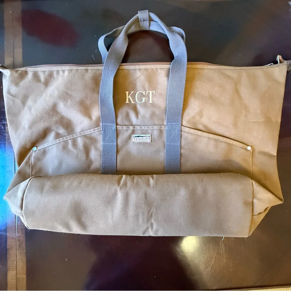 L.L. Bean Boat Large Tote Bag Maine Wardens Edition Monogram KGT Brown